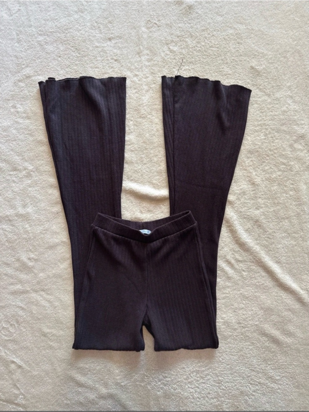 Zara Dark Brown Ribbed Flare Knit Pants